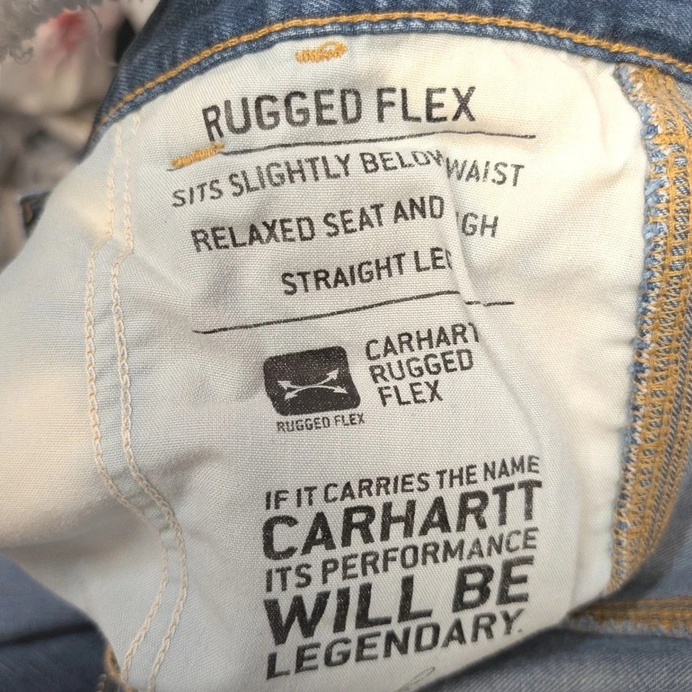 Carhartt Rugged Flex Jeans Mens 33x32 Blue Relaxed Fit Straight 102808-498‎